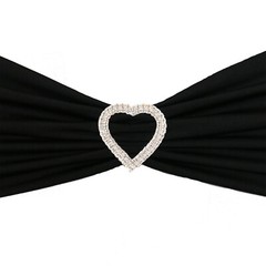 Dazzling and Shining Heart Rhinestone Chair Sash Buckles Silver, Pack of 10