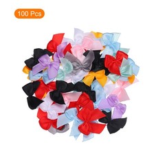 100Pcs Mini Ribbon Bow 1″ Mini Fabric Satin Ribbon Flower Bows Multicolor