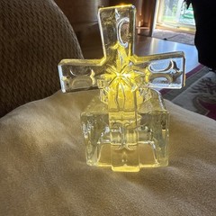Clear Glass Cross Votive Tea Light Candle Holder With Candle