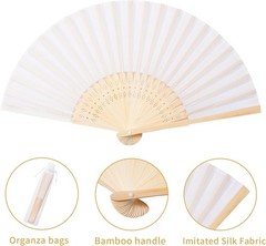 Elegant White Folded Hand Fans for Weddings (50 Pack)