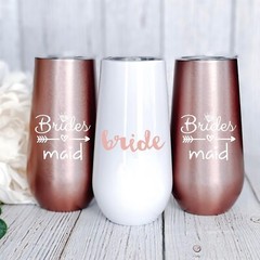 Chic 6 oz Bride Tribe Champagne Flute Set – Stainless Steel Tumblers (Pack of 6)