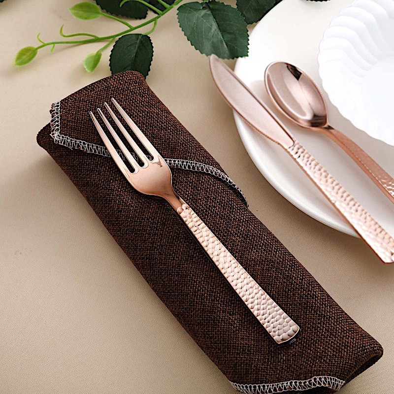 24 ROSE GOLD Elegant Designer Disposable Forks Wedding Catering Party Tableware