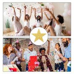 MECCANIXITY 200Pcs Star Confetti Glitter Table 1.18″x1.18″, Gold