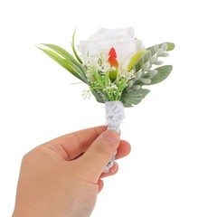 4Pcs Reusable Faux Flower Corsage Set for Wedding Assorted Color Fabric Pins