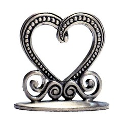 Heart Shaped Aged Pewter Finish Place Card Holders Vintage Romantic Table Decor