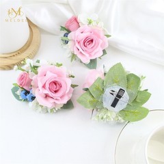 Meldel Pink Pocket Boutonniere for Men Wedding, Set of 6, Prom Corsages Flowe…