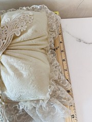Vtg Wedding Ring Bearer Pillow Victorian Bride Brocade Ivory Satin Lace Ribbons