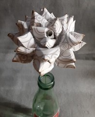 Handmade Paper Flower on stem (Gray Pattern No.4) for Wedding, St. Valentine’s