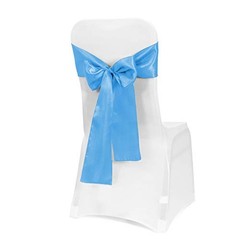 PCS Satin Chair Sashes Bows for Wedding Reception- Universal 50 Aqua Blue