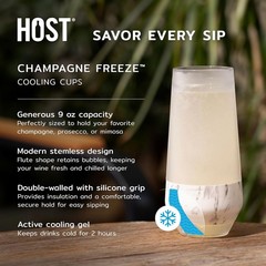 Host Champagne Freeze Stemless Chilling Wine 2 Count (Pack of 1), Marble