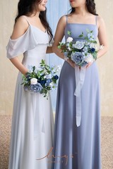 Ling’s Moment Boho Bridesmaid Bouquet Set of 4, Beige and White Wedding Bouqu…