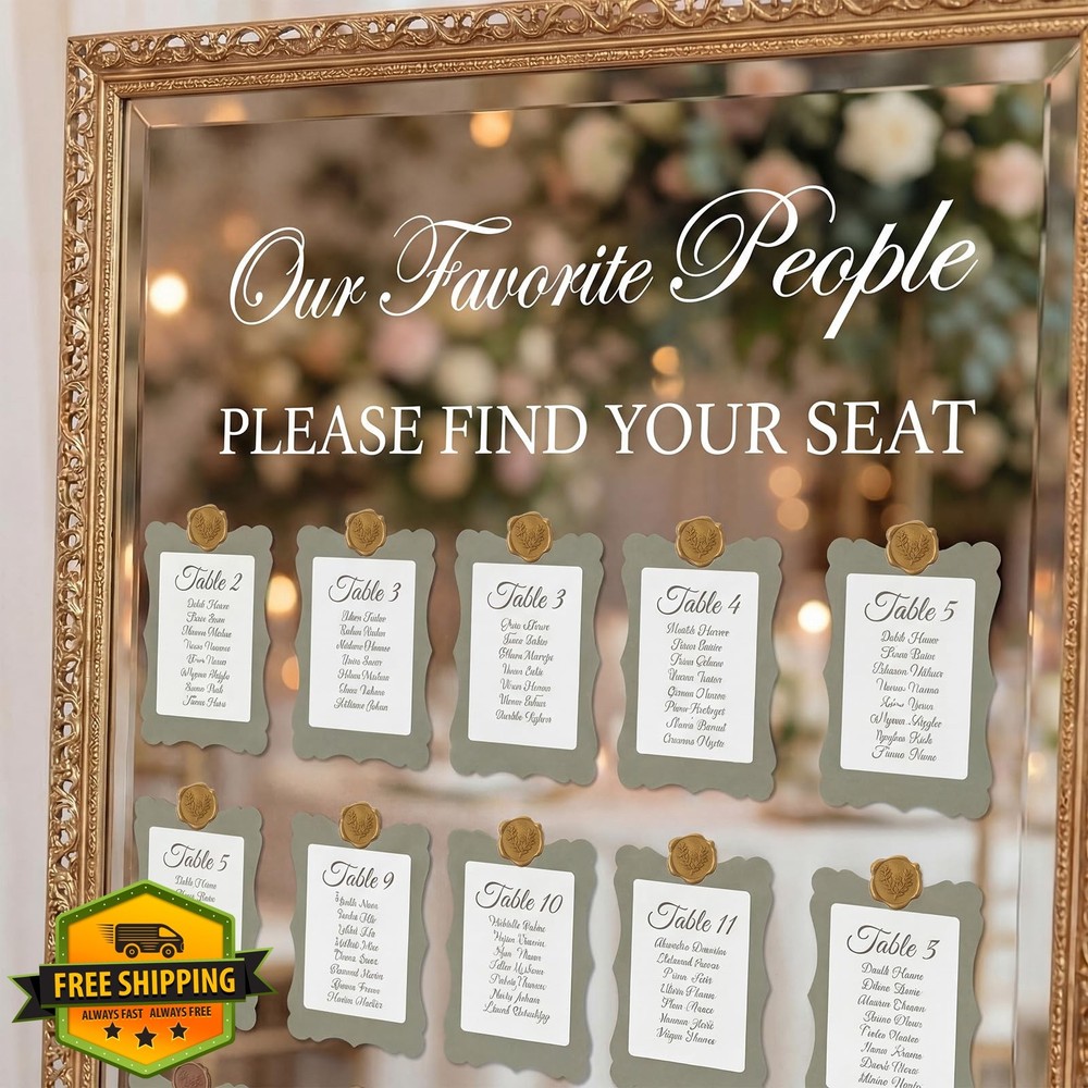 Gersoniel Sage Green Wedding Seating Chart Kit