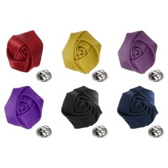 6 Pcs Rose Lapel Pin, Burgundy/Dark Purple/Purple/Black/Navy Blue/Gold(2″)