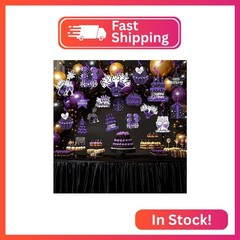 Black and Purple Happy Birthday Hanging Swirl Decorations – 48PCS Ceiling Swirls