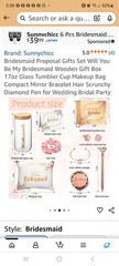 Sunnychicc Floral Wooden Bridesmaid Proposal Gift Box With Lid, Rectangular
