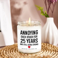 Funny Scented Candle, 25th Anniversary, Gifts for 9 Ounce, White