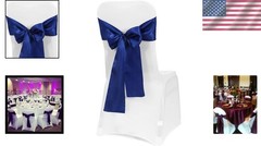 Durable Satin Chair Ties 50 Count Royal Blue for Engagement and Birthday Events