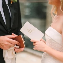 Premium Leather Vow Books His and Hers Booklet – Wedding Stuff & Brown/White
