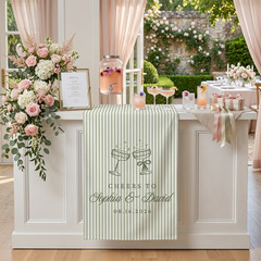 Personalized Wedding Bar Sign, Custom Engagement Cocktail Hour Bar Table Runner