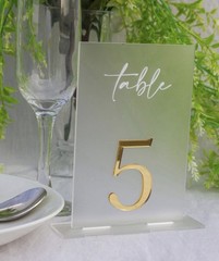Modern Acrylic Wedding Table Numbers with Stands Clear Acrylic Gold Tables 1-9