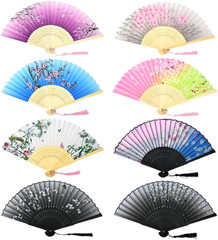 4 Pieces Oriental Bamboo Folding Hand Fans Church Wedding Gift, Party Favors, DI