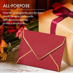 Invitation Envelopes, 100-Pack 5×7 Envelopes for Invitations, Gold Foil Borde…