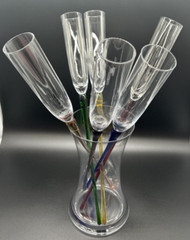 Beautiful Hand blown Colorful Crystal Footless Long Stem Champagne Flutes & Vase