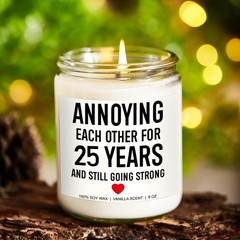 Funny Scented Candle, 25th Anniversary, Gifts for 9 Ounce, White