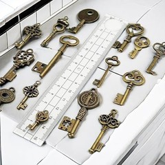 150 Pcs Vintage Skeleton Key Set Charms DIY Pendant for Jewelry Antique bronze