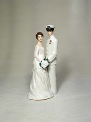 Navy Officer Whites Military Groom and Bride wedding cake topper top OD140