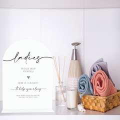 Acrylic Wedding Bathroom Favors Sign 6.5 X 9 Inch, Wedding Bathroom Basket Su…