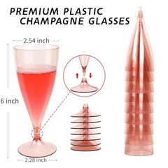 Plastic Champagne Flutes 16 Pack Stemless Pink Champagne Flutes Reusable