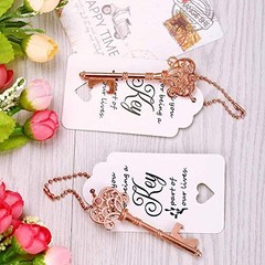20 PCS Wedding Favors Key Bottle Opener,Vintage Skeleton Key Bottle Rose Gold