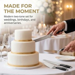 LUSHIG Wedding Cake Knife and Server Set, Stainless Steel Cake Serving Set wi…