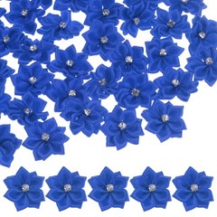 150-pack Satin Ribbon Flowers, 1.2 Inch Fabric Flowers for Crafts[Sapphire Blue]