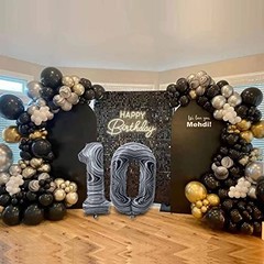 13 Balloon Number, 40 Inch Black Marble Foil Balloons Giant Marble Number 13
