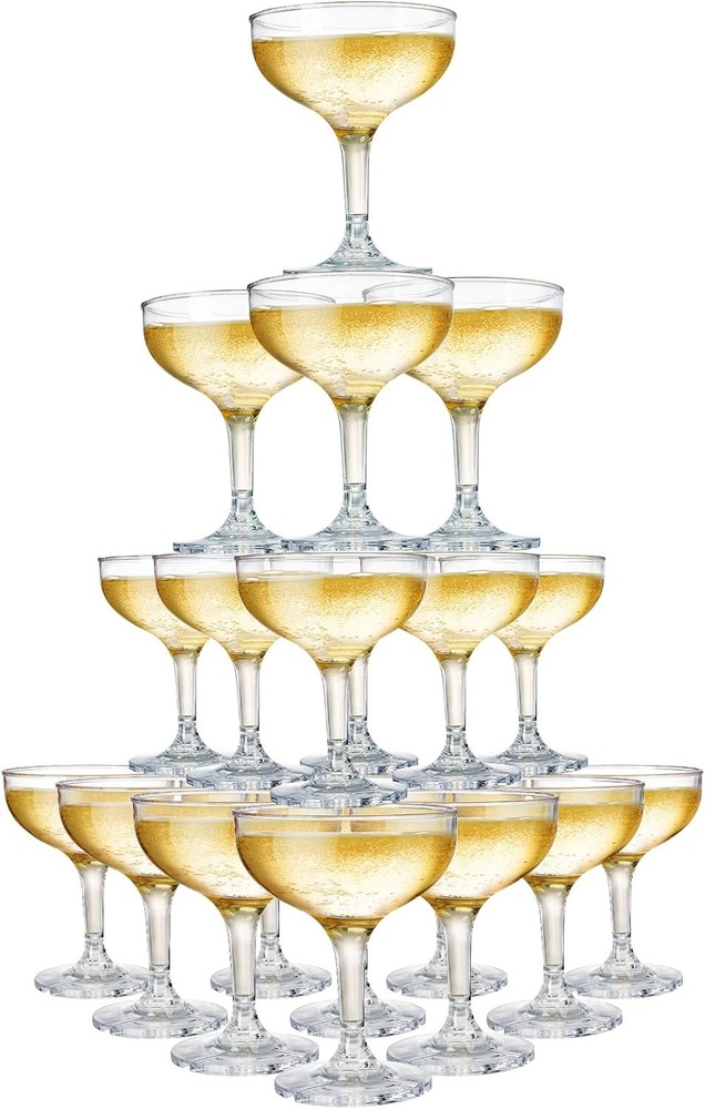 Peohud Set of 20 Coupe Cocktail Glasses, 5 Oz Small Acrylic 5.1 Ounces, Clear