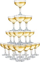 Peohud Set of 20 Coupe Cocktail Glasses, 5 Oz Small Acrylic 5.1 Ounces, Clear