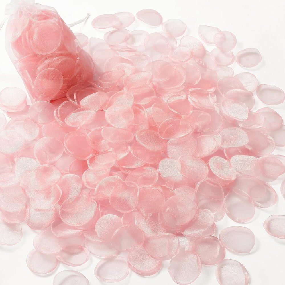Serwalin 300 Pcs Organza Fake Flower Petals for Valentines Weddings, Peach Pink