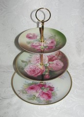 Custom Three Tier Tea Party Cake Stand Made With Vintage Hand Painted Plates
