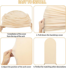 Spandex Fitted Arch Cover Beige Wedding Arch Cover 3.3×6.6FT Backdrop Fabric 2-S