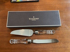Waterford Crystal Lismore Offset Cake Knife Server Bridal Set 2 Piece NIB