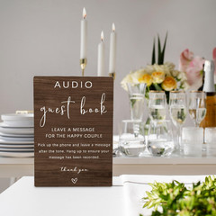 Audio Guestbook Sign, Audio Phone Guestbook Wooden Stand 5X7Inch, Wedding