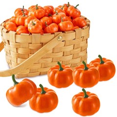 WILLBOND 50 Pieces Orange Artificial Mini Pumpkins Fall Harvest Fake