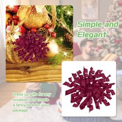 6 Pcs 4 Inch Grosgrain Curly Bows for Gift Wrapping Self-Adhesive Rose Red