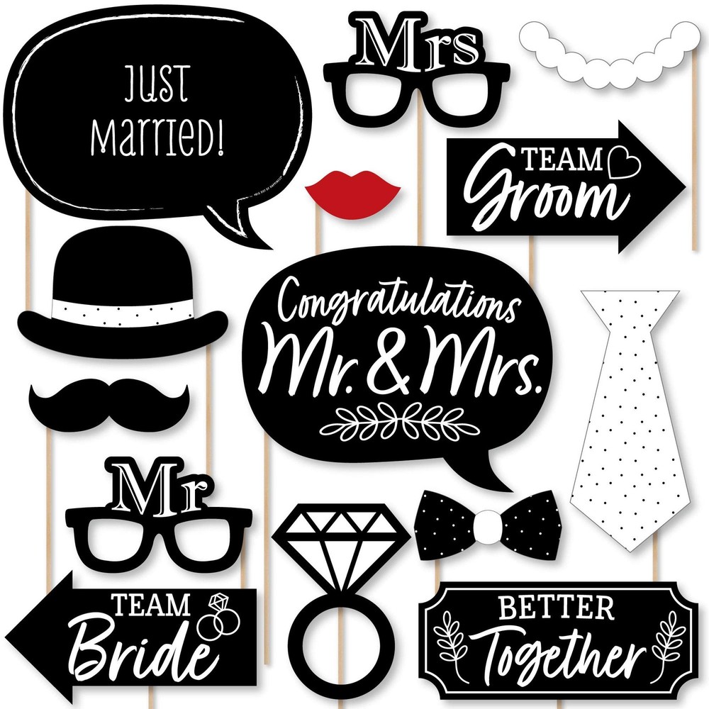 Big Dot of Happiness Mr. and Mrs. – Black White Wedding or Black,