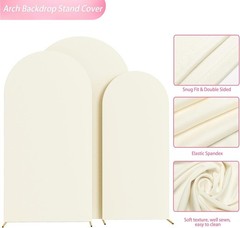 Portable Spandex Wedding Arch Cover Set in Ivory – 7.2FT, 6.6FT & 6FT for Events