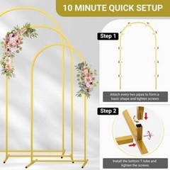 3 X Metal Arch Backdrop Stand Wedding Frame 7.2/6.6/6 FT for Party Decor Outdoor
