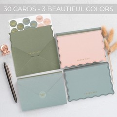 Beautiful Thank You Cards Set of 30 With Envelopes and Stickers – Elegant Bla…