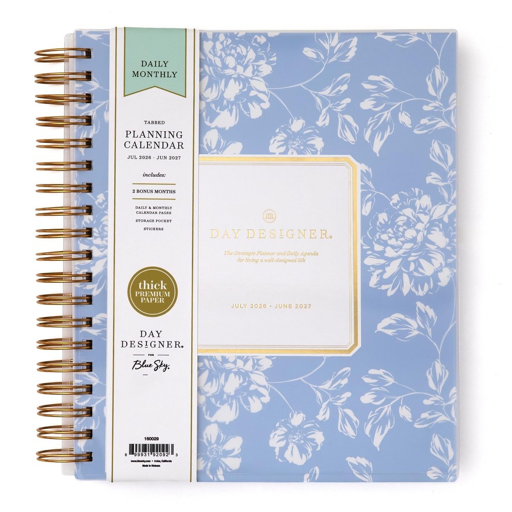 Blue Sky Day Designer 2026-2027 Daily and Monthly Academic Year Planner Calen…